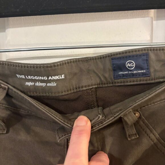 AG Adriano Goldschmied Super Skinny Ankle Pant 28R Green Irregular - Picture 5 of 9